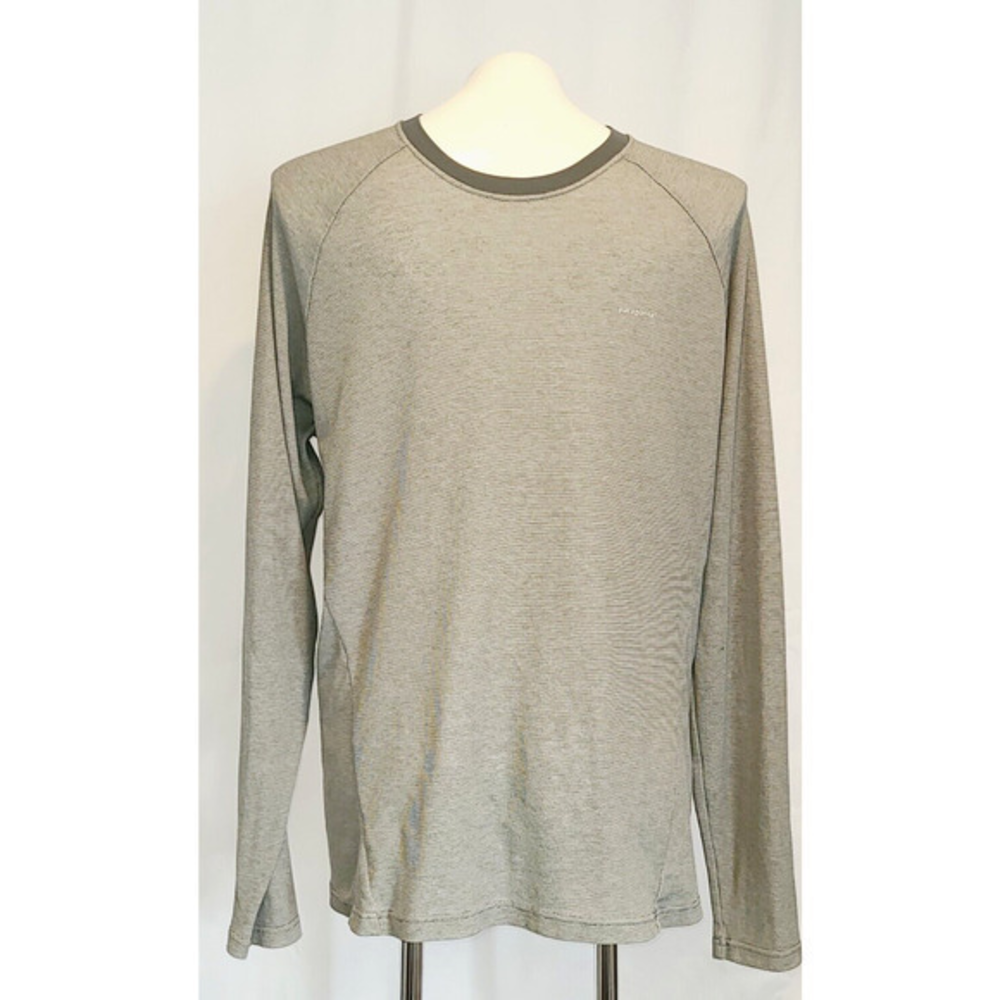 Patagonia Capilene Cool Daily Long Sleeve Shirt Mens‎ Large Gray Stripe 45180
